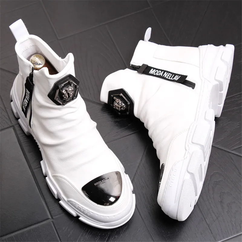 Online Nuevas botas de tobillo hechas a mano para hombres jóvenes botas de nieve de moda de cuero genuino zapatos de diseñador de marca de calidad superior para hombres 4 #15 03D50