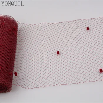 

Free Shipping MARRON 5 yards per lot Birdcage veil with dot 25CM Width Russian Veiling Netting wedding dot veils LDV03