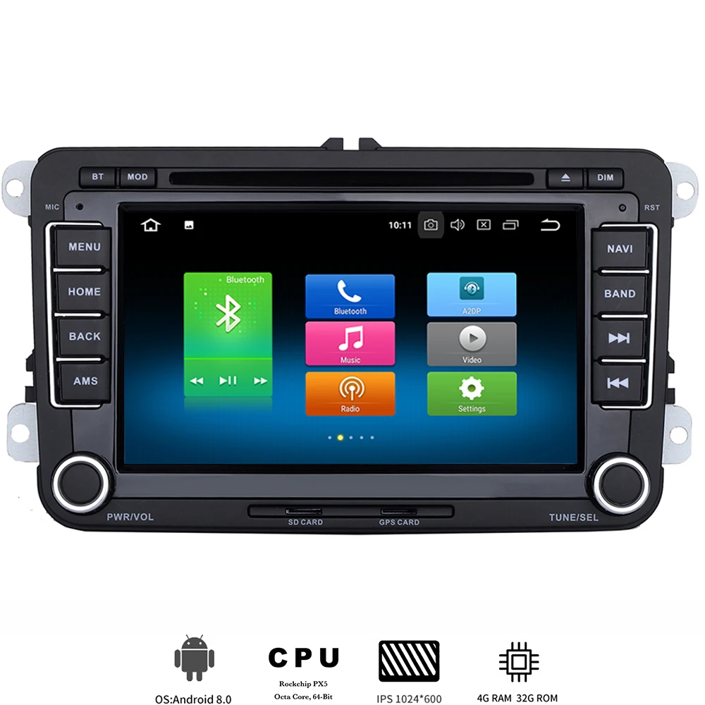 Car 2 din Android 8.0 Car DVD player for VW Golf Polo Passat Tiguan EOS Multimedia Player with Octa core 4GB Ram 32GB Rom wifi