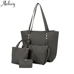 Aelicy 4 шт женщин шаблон кожаная сумка женская женские кошельки и сумки модные дизайнерские crossbody сумки для женщин