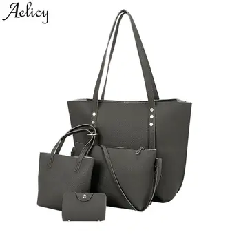 

Aelicy 4Pcs women pattern leather shoulder bag ladies women's purses and hand bags fashion designer crossbody bags for women