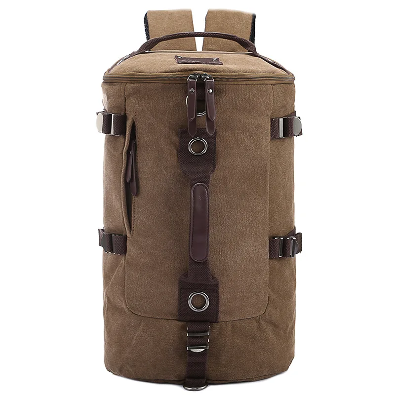 Large capacity man travel bag outdoor mountaineering backpack men bags hiking camping canvas bucket shoulder bag 012