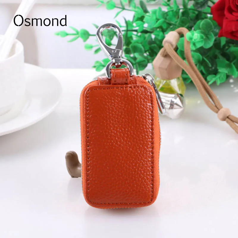 

Osmond Genuine Leather Men Car Keys Wallets Housekeeper Key Bag Purse Zipper Cowhide Coin Bags Fashion Keys Case