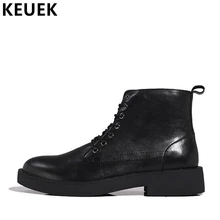 Модные мужские ботинки в британском стиле; мотоботы из натуральной кожи на шнуровке; Мужская обувь; осенне-зимние ботинки в военном стиле; 033