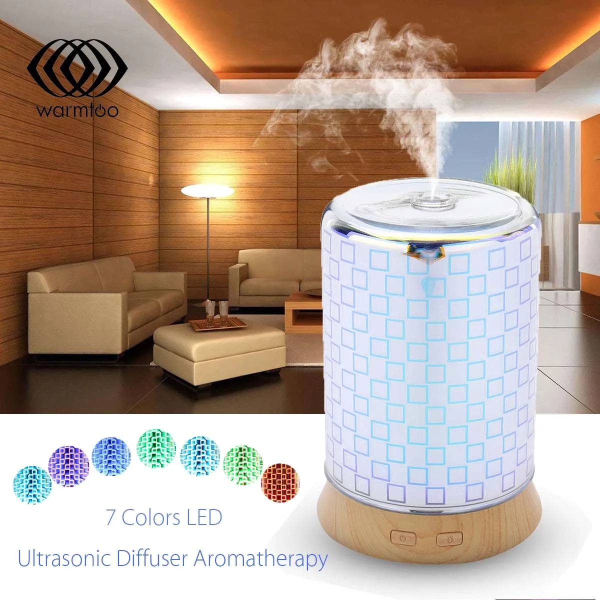 

100ml 3D Effect Air Aroma Humidifier Essential Oil Aroma Diffuser Ultrasonic Aromatherapy Diffuser with 7 Color Lights Changing