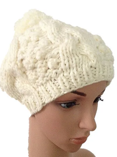 BomHCS осень зима Чистый белый теплый вязаная шапочка шляпа модные шапки