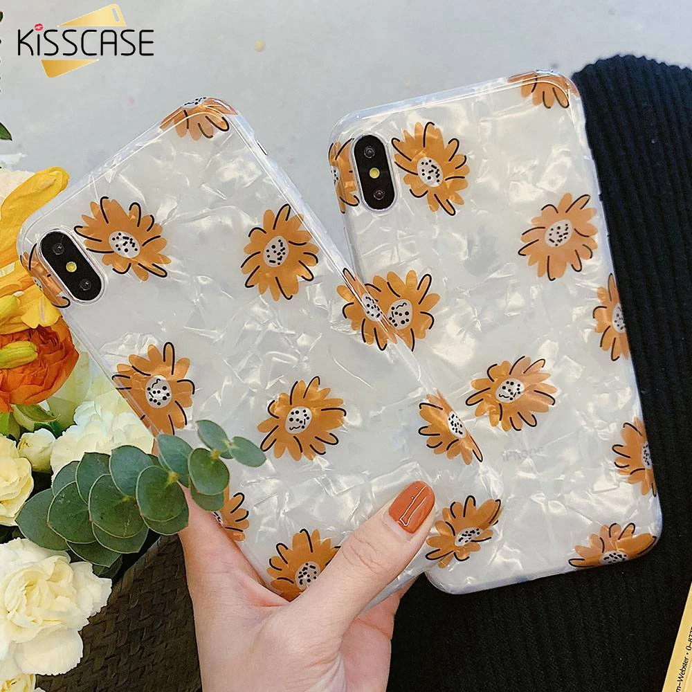Чехол для телефона KISSCASE Daisy Seashell iPhone 7 8 Plus X XS MAX XR чехлы с текстурой 6 6S мраморные на