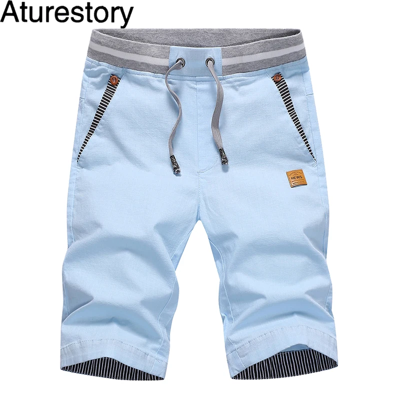 

Aturestory Capri Pants Summer Fashion Men Shorts Korean Slim Fitness Short Pants Knee Length Drawstring Trousers Mens Casual 4XL