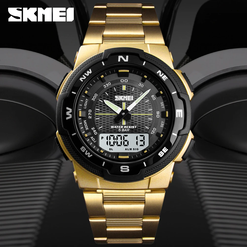 

SKMEI 1370 Clock men's wrist watch sport watch 50m Waterproof Man Quartz Wrist Watches Men's Sport Watches Stainless Steel