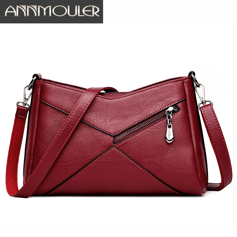 

Annmouler Elegant Women Bags High Quality Handbag Pu Leather Patchwork Female Shoulder Bags Large Ladies Crossbody Messenger Bag
