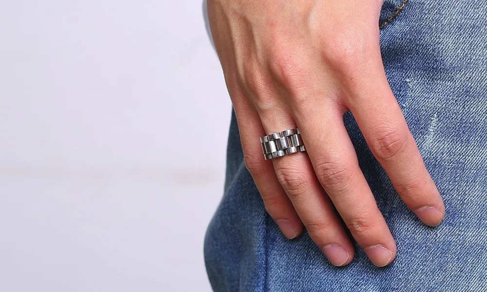 10 мм нержавеющая сталь часы ремешок звено кольцо для мужчин часы кольца с ремешком для мужчин s хип хоп ювелирные изделия