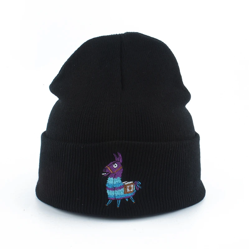 

New Fashion Winter Beanie Women Men Embroidery Cartoon Knitted Hat Skullies Solid Color Hip Hop Black Beanies Ski Cap