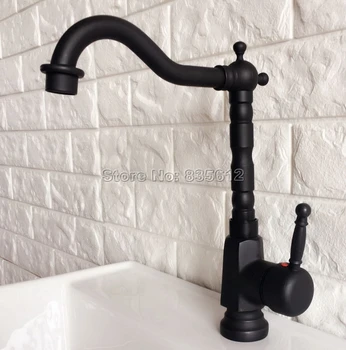 

Swivel Spout Black Oil Rubbed Bronze Single Handle Kitchen Sink Faucet Washbasin Taps Single Hole Deck Mounted Faucets Wnf350