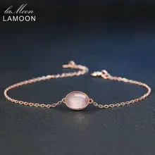 Стильный женский браслет из розового кварца с драгоценным камнем 925 серебряный браслет с покрытием из розового золота 18 К изящное ювелирное изделие простой стиль LMHI023