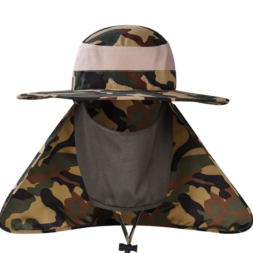 

IGGY 2017 Casual Summer Men Women Camouflage Bucket hat with string Gorras Fisherman Carp panama safari hat