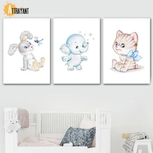 Rabbit Elephant Cat Wall Art Canvas Painting Nordic Posters And Prints Animal Wall Pictures Kids Baby Boy Girl Room Home Decor Rabbit Elephant Cat Wall Art Canvas Painting Nordic Posters And Prints Animal Wall Pictures Kids Baby Boy Girl Room Home Decor