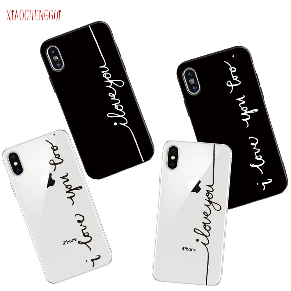 

Letter Print Lovers Phone Case For iphone X Case Ultra thin Soft TPU Clear Back Cover For iphone 6S 6 7 8 Plus 5 5s Cartoon Capa