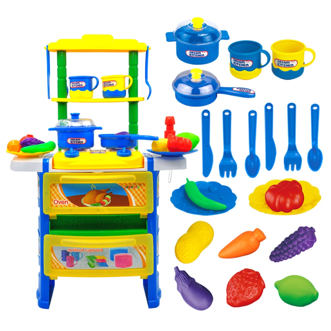 

Surwish Children Funny Pretend & Play Toy Emulational Dining Table Kitchenware Set with Acousto-optical