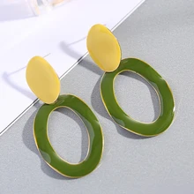 Vintage Green Red Enamel Dangle Earring Geometric Hollow Round Long Drop Earrings for Women Girls Party Gift Fashion Jewelry Vintage Green Red Enamel Dangle Earring Geometric Hollow Round Long Drop Earrings for Women Girls Party Gift Fashion Jewelry