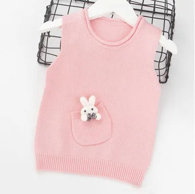 Осень-зима, Детский свитер, вязаные жилеты для девочек, Повседневный свитер жилет без рукавов с рисунком, BC700 - Цвет: pink