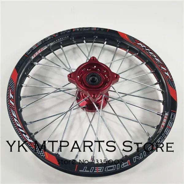 Red and black1.60x 14 inch Front Rims CNC hub Aluminum Alloy Wheel Rims 1.60 x 14"inch for KLX CRF KTM Kayo Apollo BSE