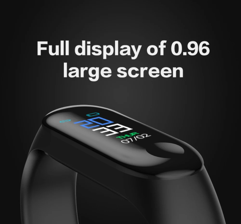Смарт-часы M3 Plus, водонепроницаемые, 0,96 дюймов, сенсорный ЖК-экран, сообщение, частота сердечных сокращений, время сна, смарт-браслет, спортивные часы