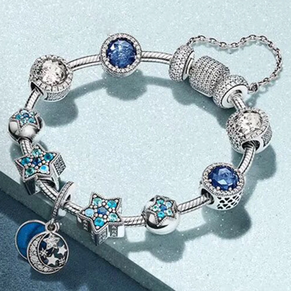 

NEW 100% 925 Sterling Silver Rose gold Heart bracelet Clear CZ Charm Bead fit pendant DIY Bracelets Set factory wholesale