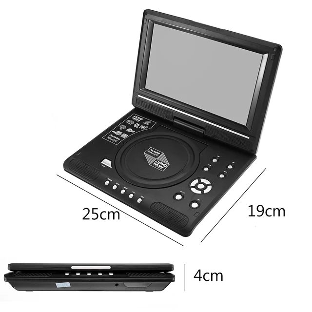 9.8 Inch Portable DVD Player Rechargeable 270 Degree Rotating Screen Digital Multimedia Player for Cars TV DVD Game MP4 Outdoor