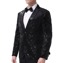 YUNCLOS быстрая, мужское платье, цветочный костюм с зубчатым отворотом, приталенный стильный Блейзер, модный мужской черный пиджак
