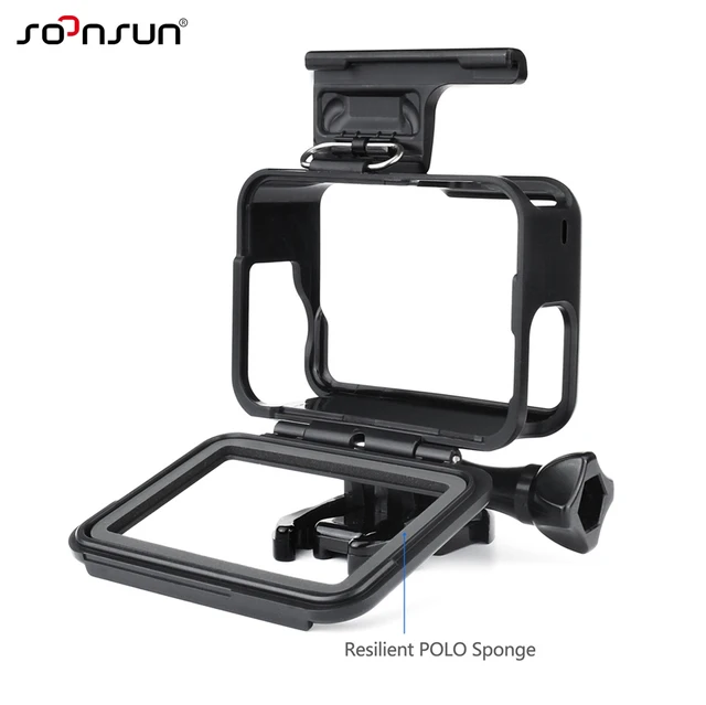 SOONSUN Standard Frame Mount Wire Connectable Protective Housing Case Shell w/ Soft Lens Cap for GoPro Hero 5 6 7 Black Camera