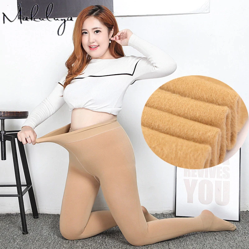 

Makuluya 300-400g Super Wide Big Good Stretch Women Leggings Autumn Winter Inside Velvet Soft Warm High Waist Lady Leggings QW21