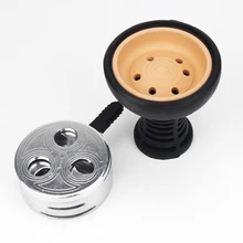 Керамическая красная грязевая силиконовая чаша для кальяна с держателем угля, крышка Sheesha Narguile Chicha Cachimbas, силиконовая керамическая чаша кальяна