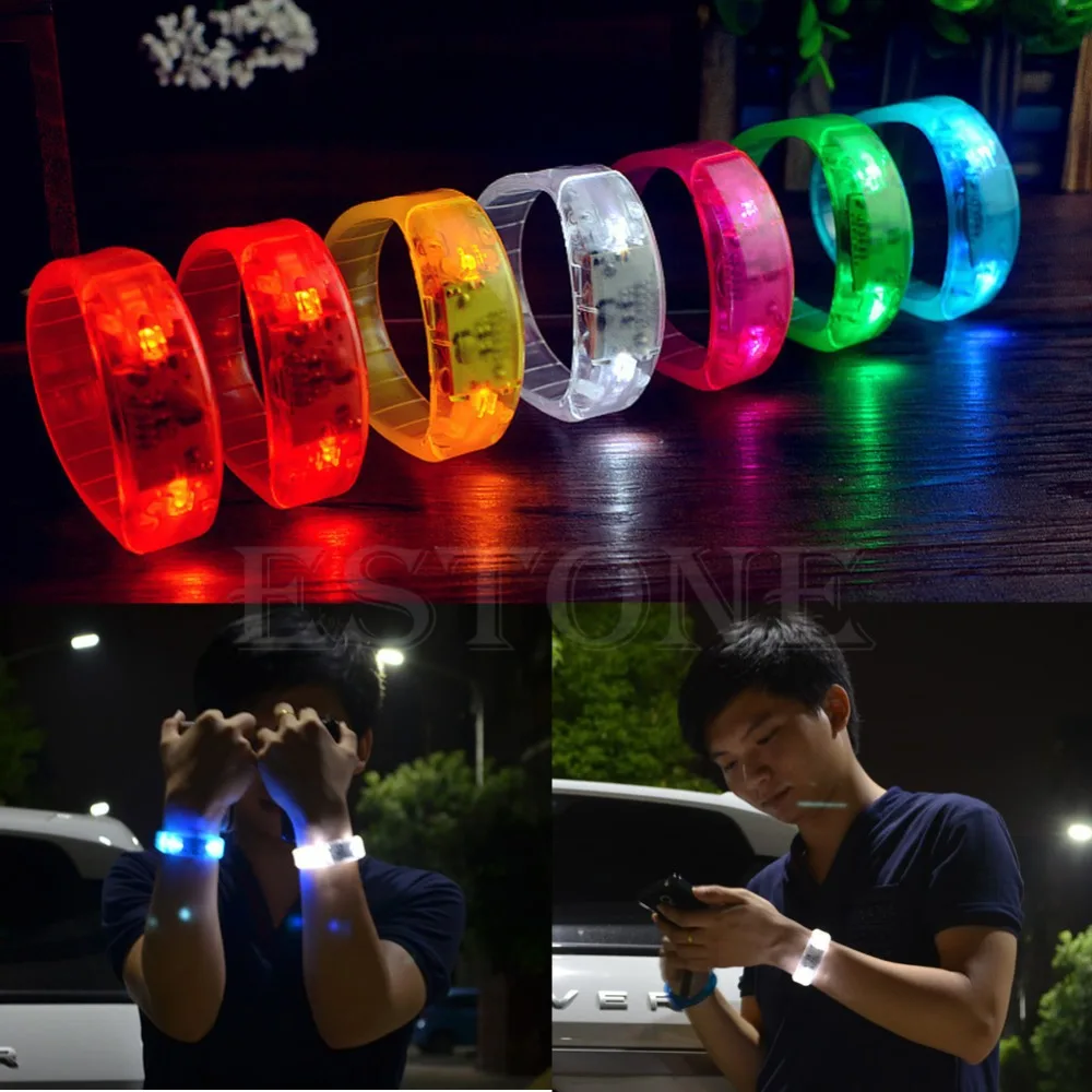 

Party Voice Activated LED Light Glows Bracelet Light Up Flashing Bangles