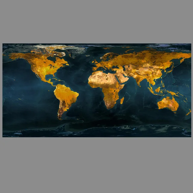 abstract vintage gold globe world map oil painting on canvas art