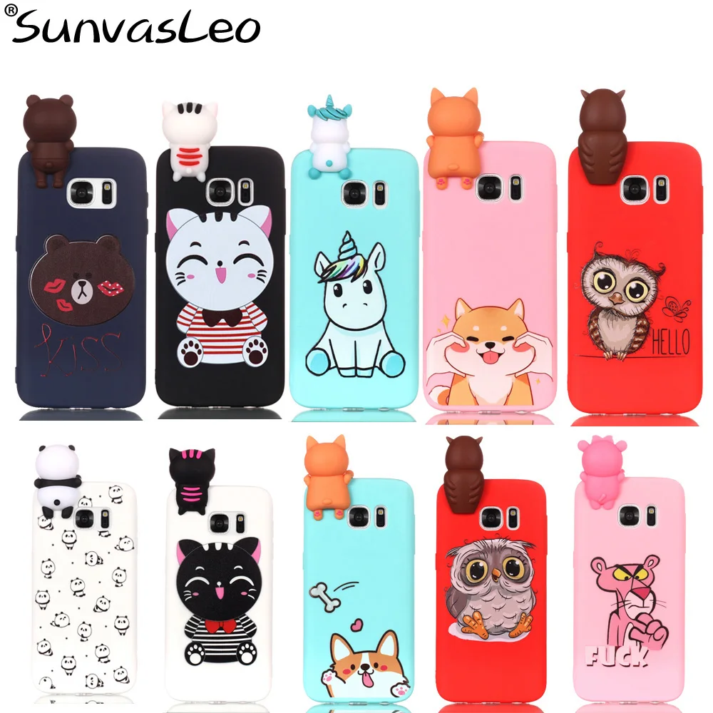 

Case For Samsung Galaxy S7 edge New 3D Soft Silicone Cover Cartoon Mobile Phone Covers Shell Skin Cases Protector Fundas Coque