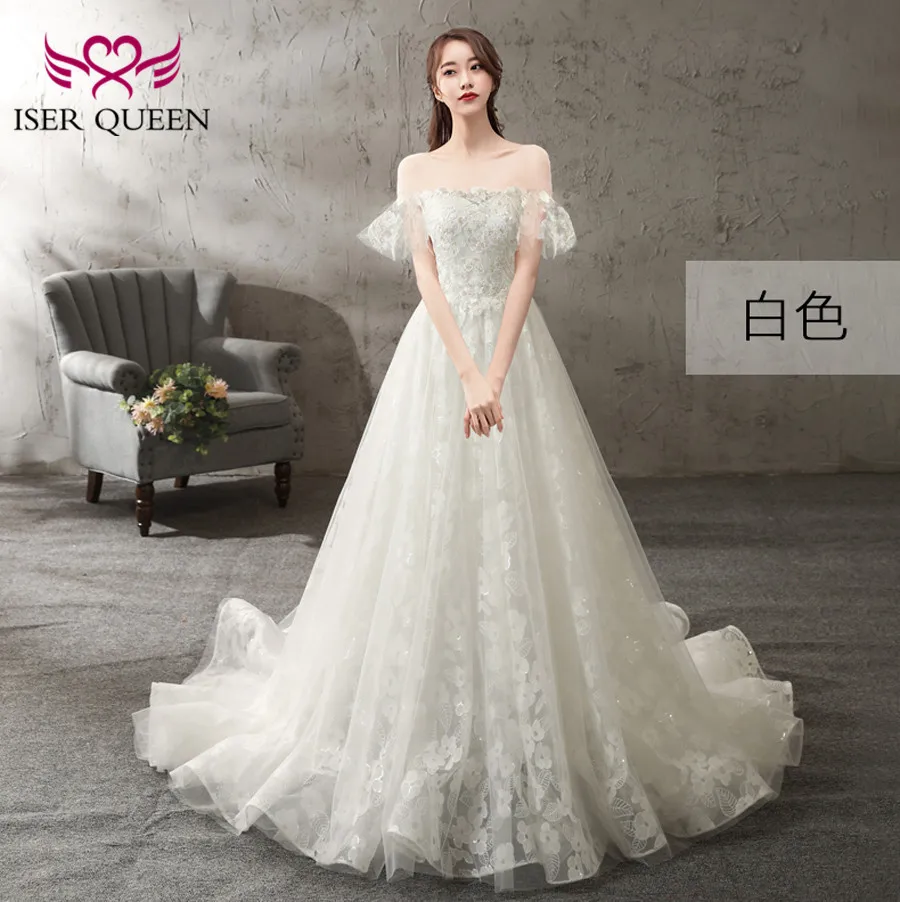 Off Shoulder Fl A Line Wedding Dress 2018 New Cap Sleeve Off Shoulder Fl A Line Wedding Dress 2018 New Cap Sleeve European American Chapel Train Dresses Wx0138 In From Weddings
