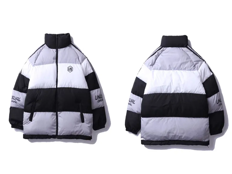 Rainbow Color Block Thick Parkas 2