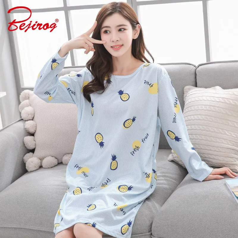 Yidanna/ночное белье, длинная Пижама с рукавами, ночная рубашка для женщин, ночная рубашка, молочный шелк, ночное белье для девочек, одежда для сна, Осенние ночные рубашки - Цвет: HX 05