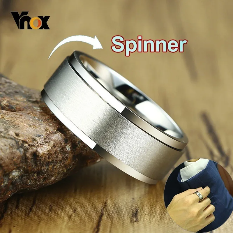 

Vnox 6/8mm Spinner Ring for Men Stress Release Accessory Classic Stainless Steel Wedding Band Casual Sport Jewelry
