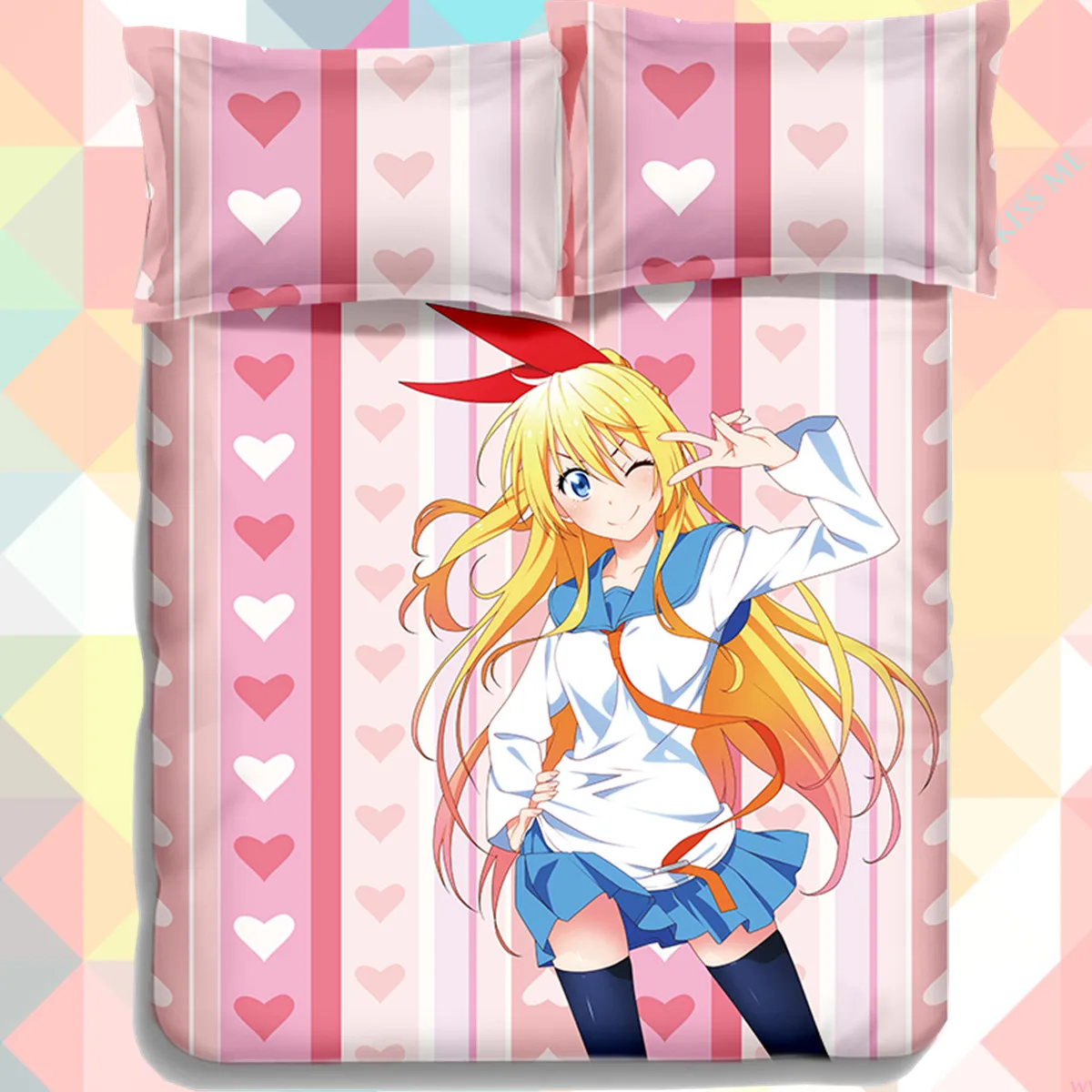 Anime Cartoon Nisekoi Quilt Cover Soft Printed Bedding Set ...