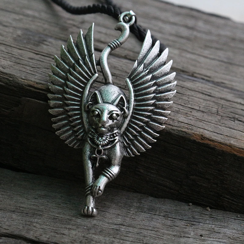 Lanseis Pendentif En Forme De Baton De Chat 1 Piece Collier Ancien Egyptien Sphinx Chat Noir Avec Aile Aliexpress