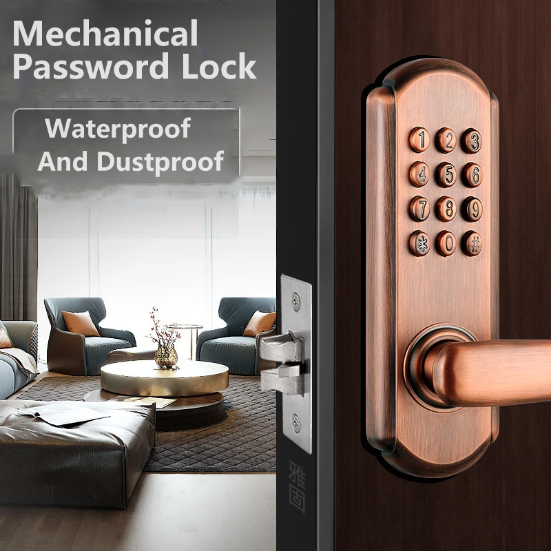 Us 93 67 25 Off Mechanical Digital Door Lock Push Button Keyless Code Combination Lock Set Waterproof And Dustproof Security Handle Locks In Door