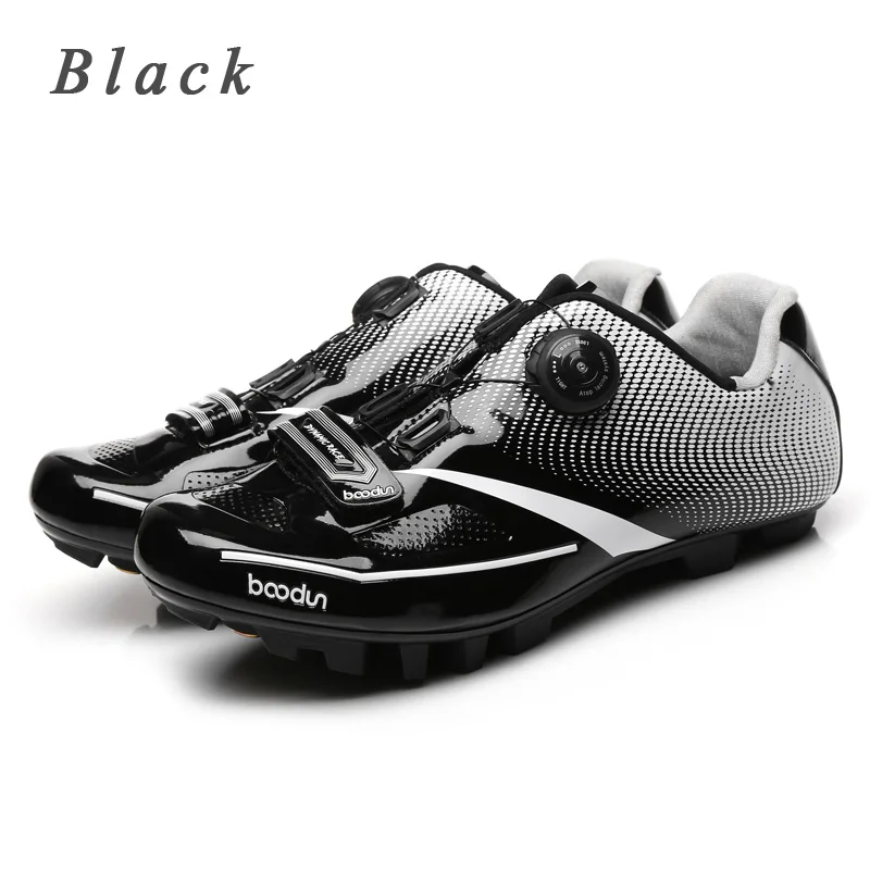BOODUN Мужская велосипедная обувь, обувь для шоссейного велосипеда, обувь для горного велосипеда, светоотражающие велосипедные кроссовки для триатлона, гоночная обувь - Цвет: BALCK