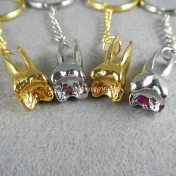 

4 pcs Molar Shaped Tooth Keychain Dental Lab Dentist Novelty Gift - Gold Plated Silver Plated