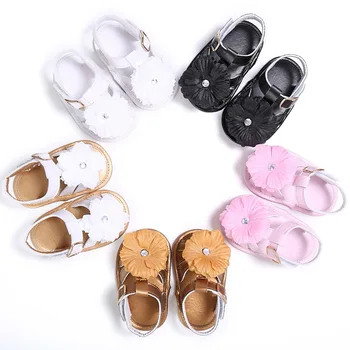 

Summer female baby 0-1 years old button flower non-slip baby shoes toddler shoes
