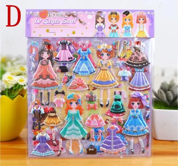 Мультяшные Детские пенные 3D наклейки, ПВХ наклейки, милые красивые наклейки принцессы, Розовые наклейки, классические детские игрушки, подарки для девочек - Цвет: D