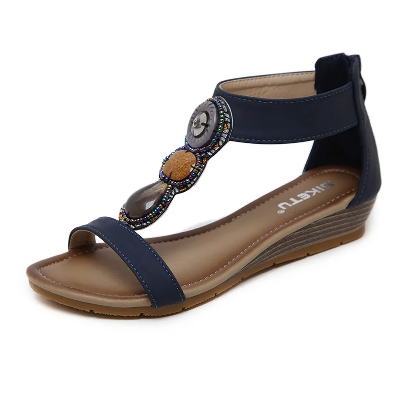 

2019 summer new national women's sandals Roman shoes large size wedge with casual fashion women's shoes