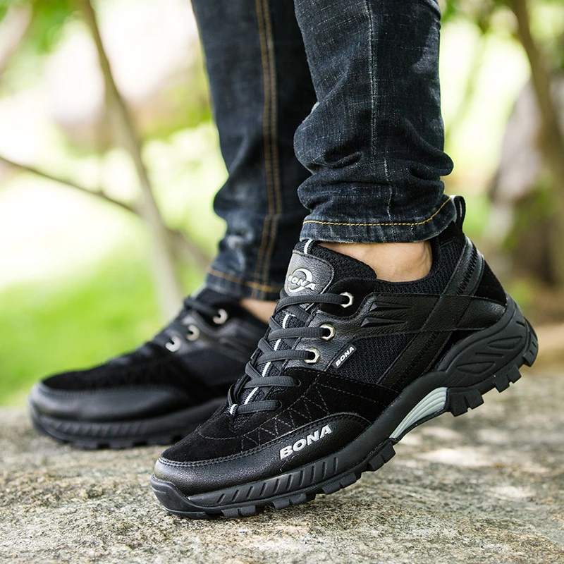 Kopen BONA Nieuwe Klassiekers Stijl Mannen Wandelschoenen Outdoor Wandelen Trekking Mannen Sneakers Antislip Klimmen Mannen Schoenen Snelle Gratis Verzending