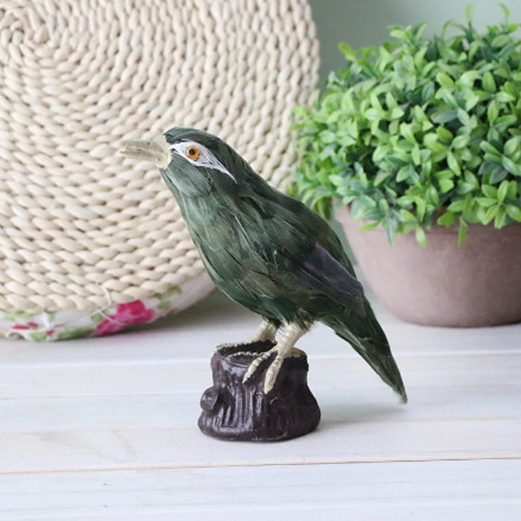 Black Magpie, Woodpecker, Shrike, Throstle, Peacock Bird Statue Realistic Figurine Ornament Garden Sculpture