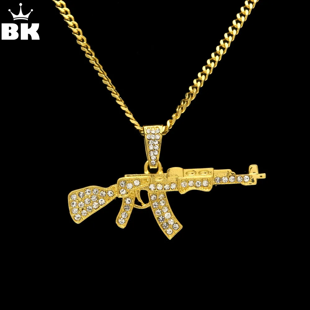 Ожерелье из сплава с кулоном в виде пистолета AK47 украшение стиле хип хоп